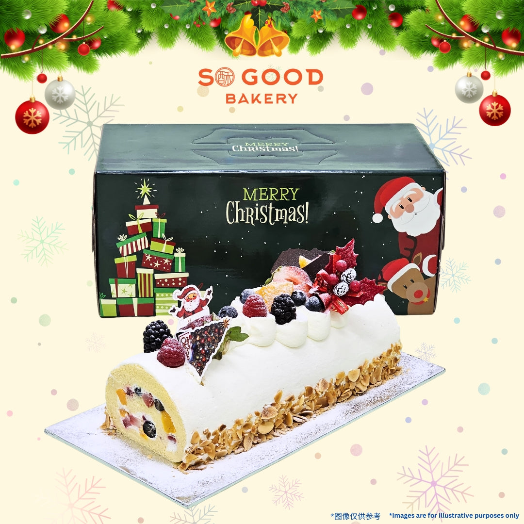 Mixed Fruits Vanilla Sponge Log Cake 综合水果树形蛋糕