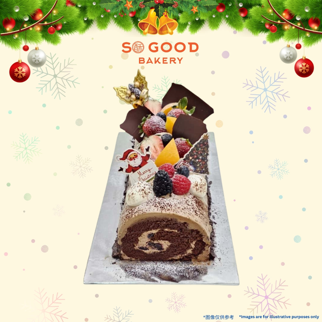 Black Forest Chocolate Sponge Log Cake 黑森林树形蛋糕